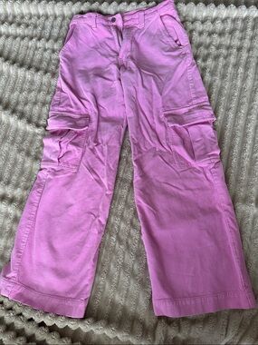 Brandy melville pink tatum cargo pants corduroy wide leg size small or size 2